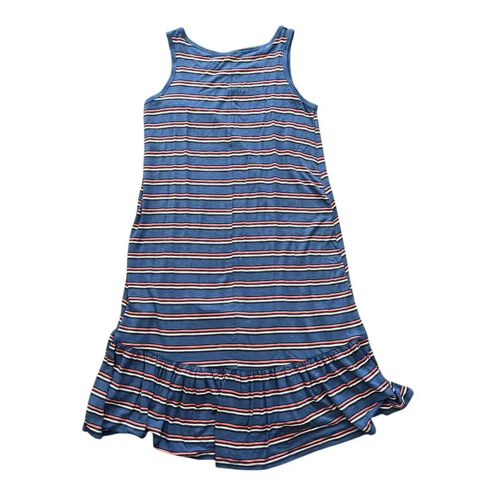 Old Navy Dress Girls Size XL 14 Blue‎ Orange Striped Sleeveless Stretch Soft